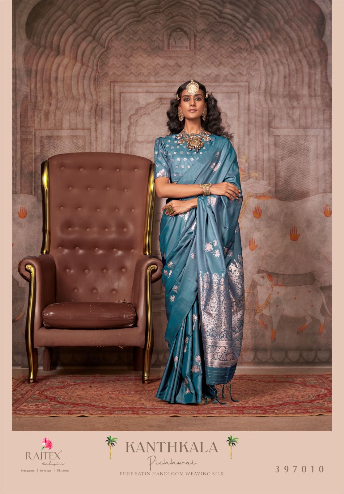 Kanthkala Pichhwai By Rajtex Satin Occation Wear Saree Orders In India
